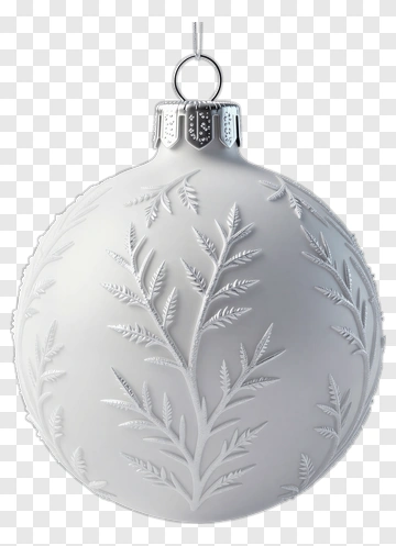 White Christmas Ornament With Snowflake Design PNG