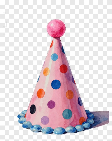 Pink Party Hat With Polka Dots PNG