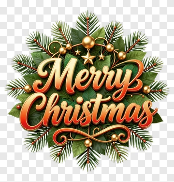 Merry Christmas Festive Typography PNG