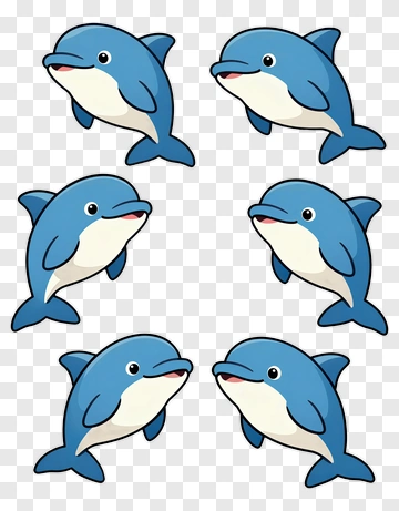 Cute Blue Dolphins PNG