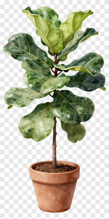 Fiddle Leaf Fig In Terracotta Pot PNG