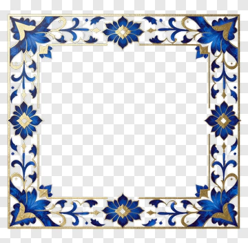 Blue And Gold Ornamental Frame PNG
