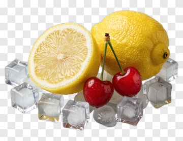 Fresh Lemon And Cherry With Ice PNG