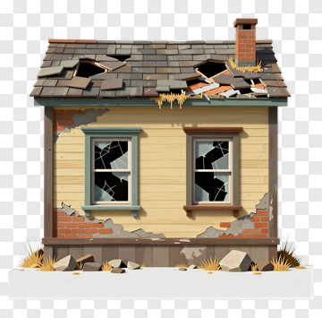 Broken House With Cracked Windows PNG