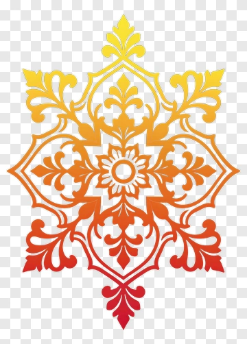 Ornamental Design With Gradient Floral Motif PNG