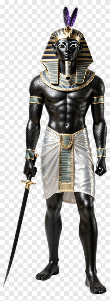 Pharaoh Statue With Scepter And Sash PNG