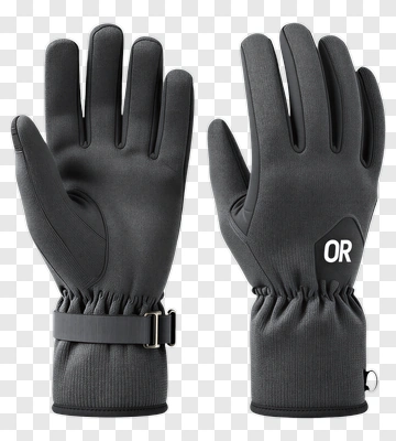Black Winter Gloves With Wrist Strap PNG