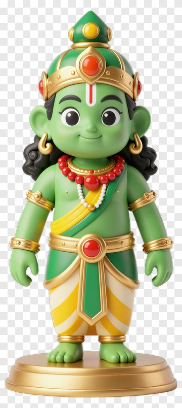 Green-Skinned Deity Statue PNG