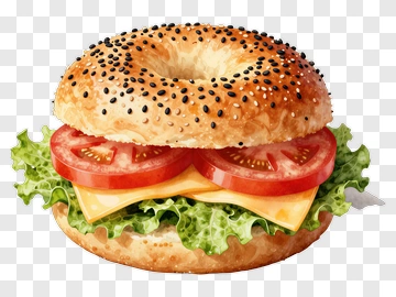 Bagel Sandwich With Tomato And Lettuce PNG