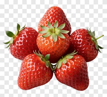 Fresh Red Strawberries With Green Leaves PNG