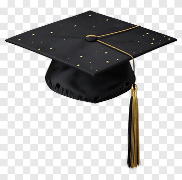 Black Graduation Cap With Gold Stars PNG