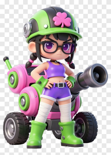 Girl With Helmet And Vehicle PNG
