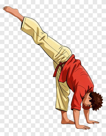 Person Doing Karate Handstand PNG