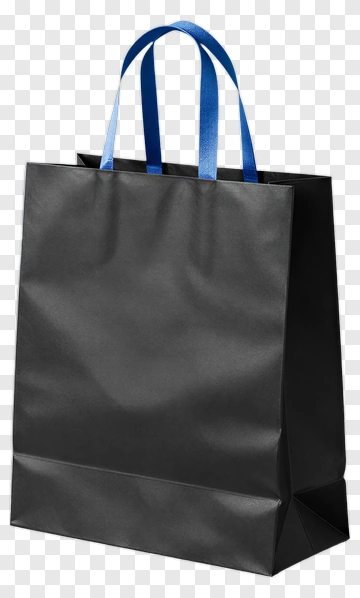Black Shopping Bag With Blue Handle PNG