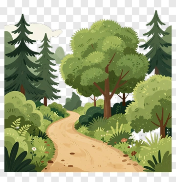 Forest Path Through Lush Greenery PNG