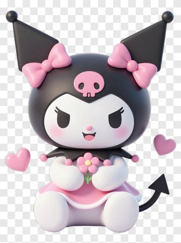 Kuromi Holding A Flower PNG