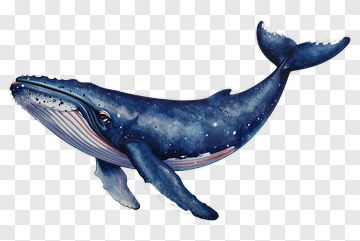 Humpback Whale Watercolor Illustration PNG