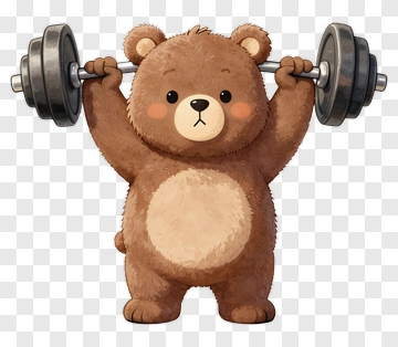 Bear Lifting Barbell PNG