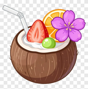 Coconut Drink With Strawberry And Flower PNG