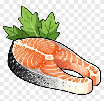 Salmon Steak With Green Leaf PNG