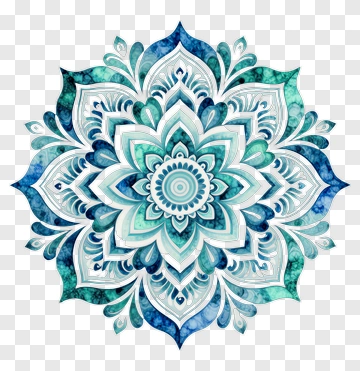 Blue Watercolor Mandala PNG