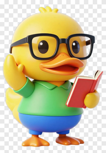 Smart Duck Student Reading Book PNG