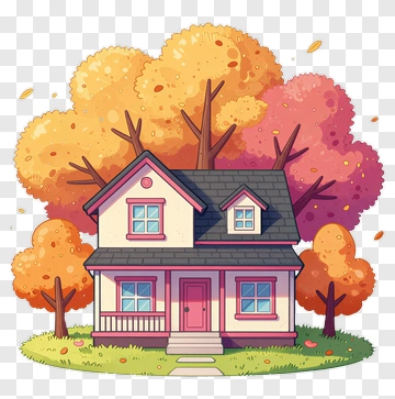 Cozy House Surrounded By Autumn Trees PNG
