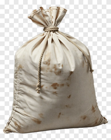 Beige Cloth Sack With Drawstring PNG