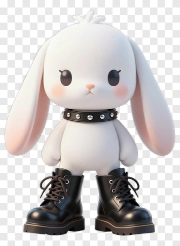 Cute White Rabbit With Black Boots PNG