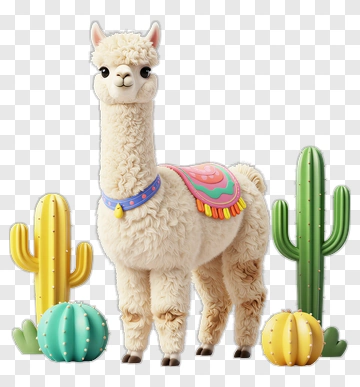 Cute Alpaca With Colorful Saddle PNG