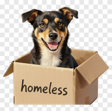 Happy Dog In Cardboard Box PNG