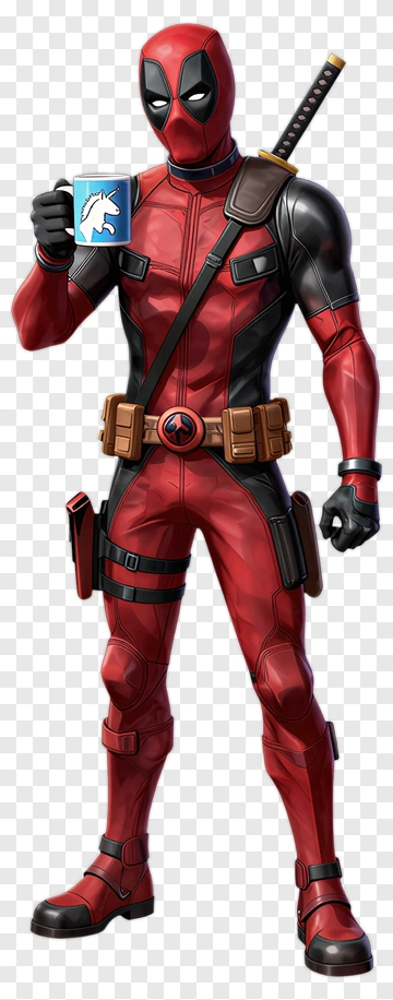Deadpool Holding A Cup PNG