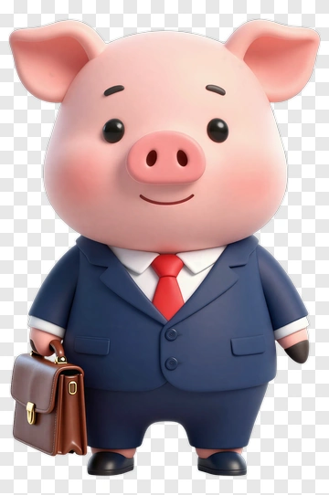 Pig Businessman With Briefcase PNG