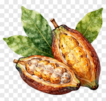 Cocoa Pod With Beans And Leaves PNG