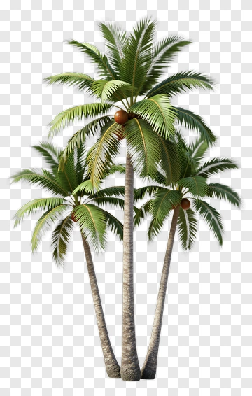 Three Palm Trees With Coconuts PNG
