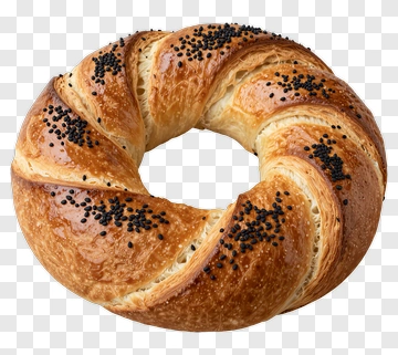 Golden Twisted Bagel With Sesame Seeds PNG