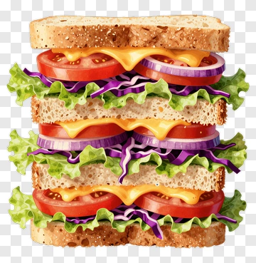Layered Sandwich With Fresh Ingredients PNG