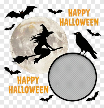 Witch Flying Over Full Moon PNG