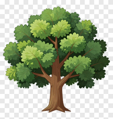 Cartoon Tree With Green Leaves PNG