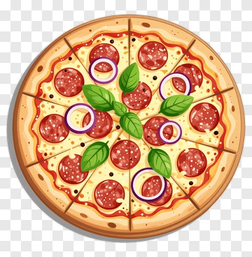 Pepperoni Pizza With Basil And Onion PNG