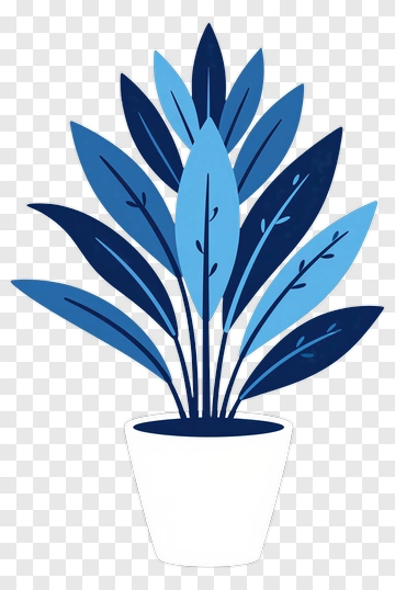 Blue Potted Plant Illustration PNG