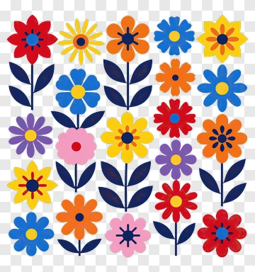Colorful Flower Pattern Design PNG
