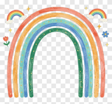 Rainbow With Flowers And Stars PNG