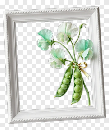 Peas And Flowers In A Frame PNG