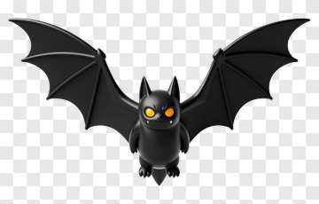 Black Bat With Orange Eyes PNG