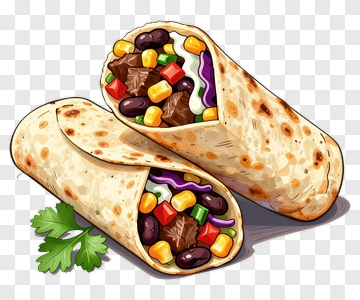 Colorful Burrito With Fresh Toppings PNG