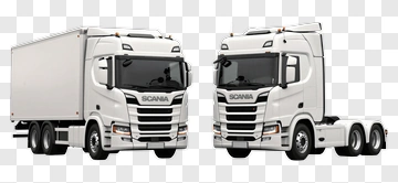 Two Scania Trucks In White And Black PNG