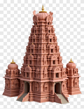Pink Temple With Gold Accents PNG