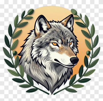 Wolf With Laurel Wreath PNG