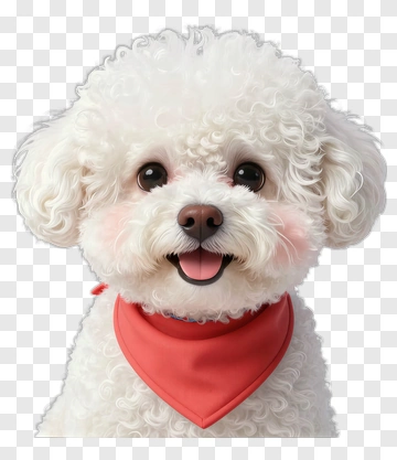 Cute Bichon Frise Puppy With Red Bandana PNG